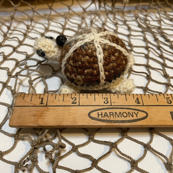 Crochet Cream & Blue Lava Bead Essential Oil Diffuser Gopher Turtle Ornament SK - Picture 4 of 5